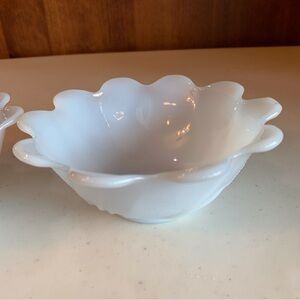 Pair of Vintage Azurite Pale Pearly Blue Glass Individual Serving Bowls